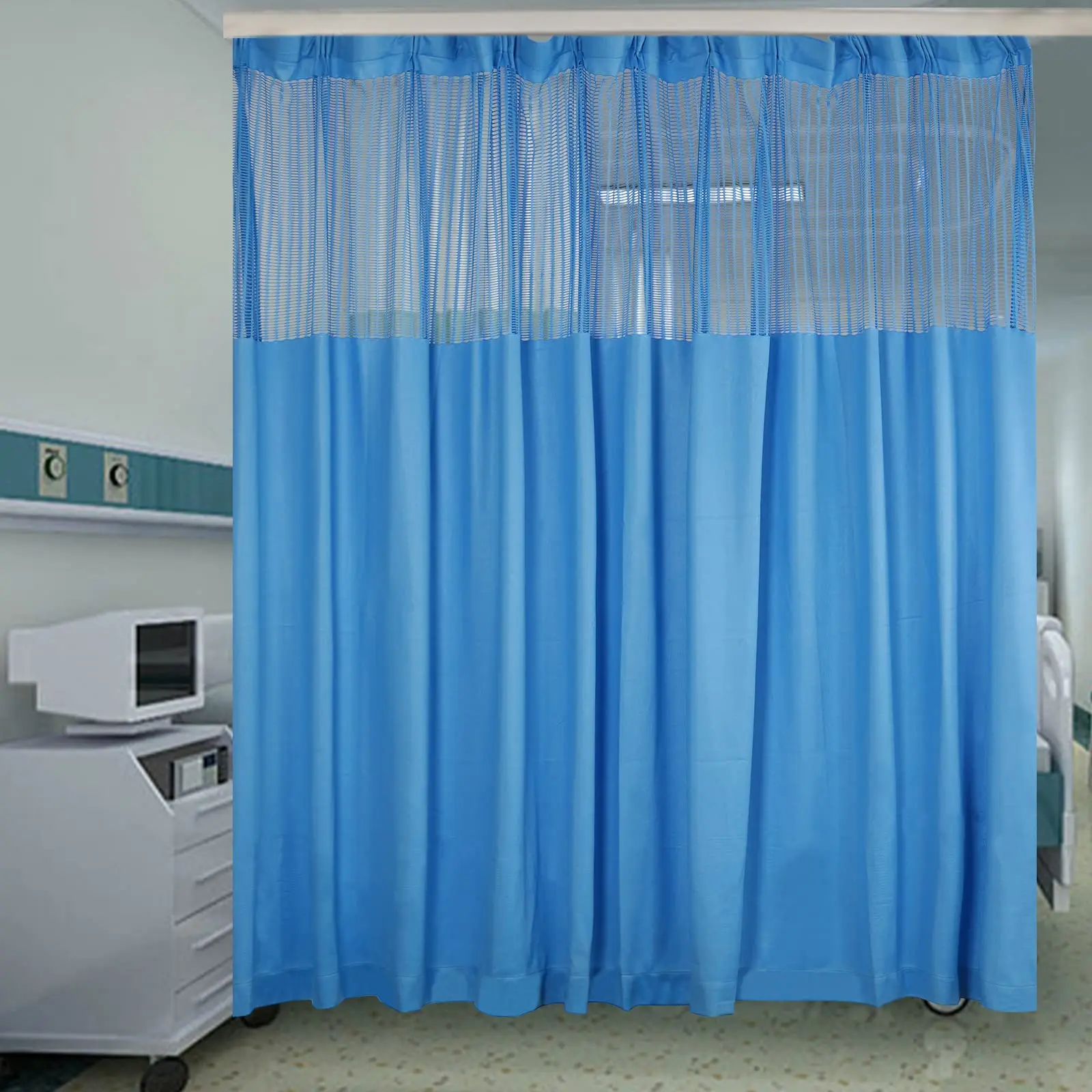 

Tfcfl Room Divider Curtain, 12ft Wide X 8ft Tall Polyester Flame Retardant Medical Curtains, Privacy Cubicle Curtain with Mesh t