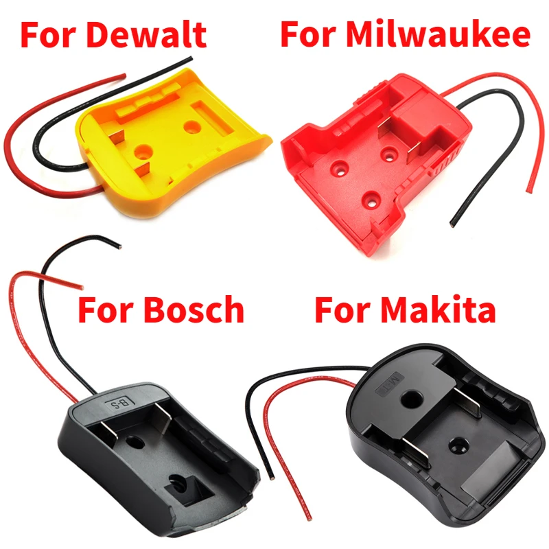 

New For Makita Bosch Milwaukee 18v 14.4V Battery Mount Dock Power Connector With 14Awg Wires Connectors Adapter Tool Accessories