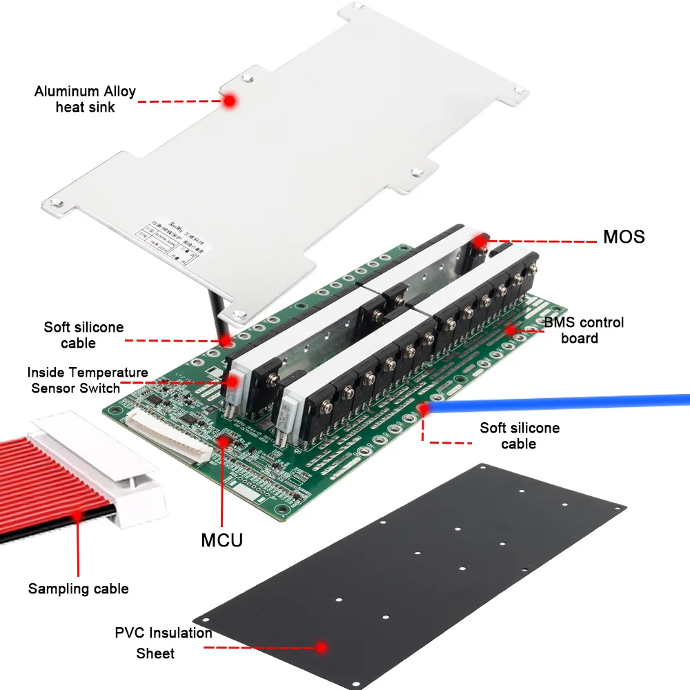 Golf cart batteries protection pcba board Lipo 4s 8s 14s 16s 200a 250a 300a bms for EV AV Home Energy Storage System