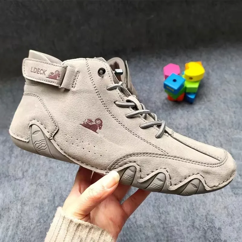 Men Boots Casual Motorcycle Summer Fashionable Retro Street Comfort Soft Soled Casual Shoes Walking Daily Versatile Bare Boots
