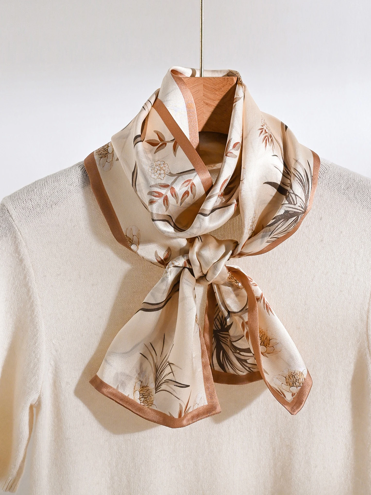 シルクロングスカーフ-レディース-2026年新作-ネクタイ風-高級感-シャツ用-両面シルク-ナロースカーフ-マルベリーシルク-長方形