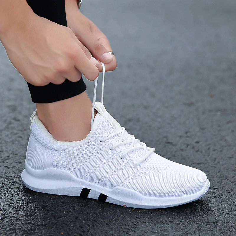 

2023 Summer New Men's Casual Running oes Woven Upper Breathable Synthetic Leather round Toe Lace-Up Faionable Sneakers