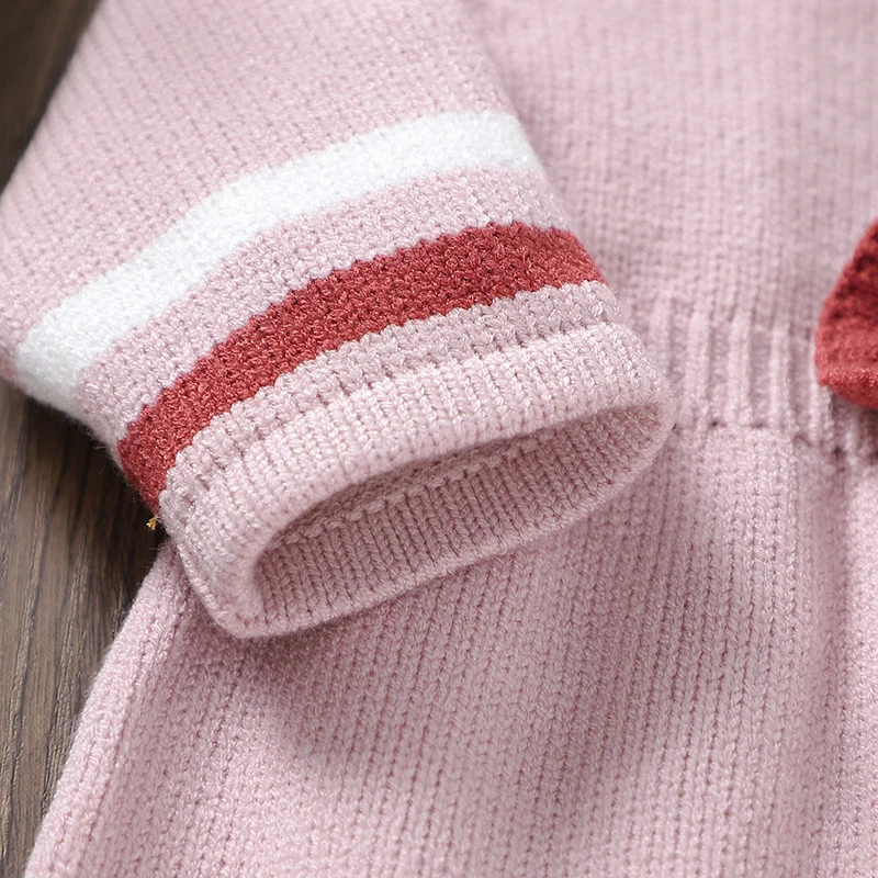 Girl Baby Clothes Sets Knitted Infant Kid Pullover +Pants Pink Fashion Tie Newborn Long Sleeve Sweater +Trousers Autumn Warm 2PC