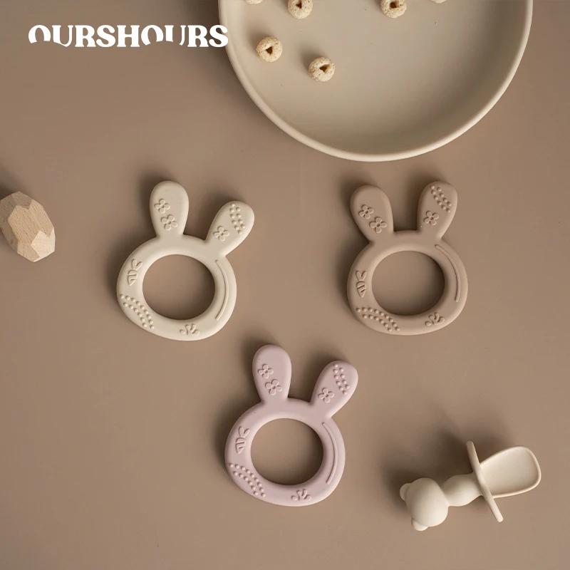 Cartoon Rabbit Shape Soft Silicone Teethers for Babies Sensory Teething Toys BPA Free Infant Chewing Molar Toy Baby Accessories