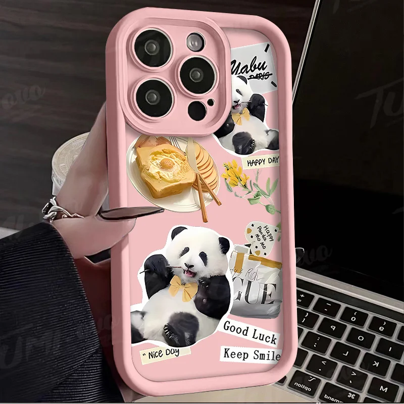 Cartoon Anime Cute Panda Animal Case for Samsung Galaxy S25 S24 S23 Ultra S22 S21 Plus FE 5G A54 A34 A14 A73 A53 A33 5G Cover