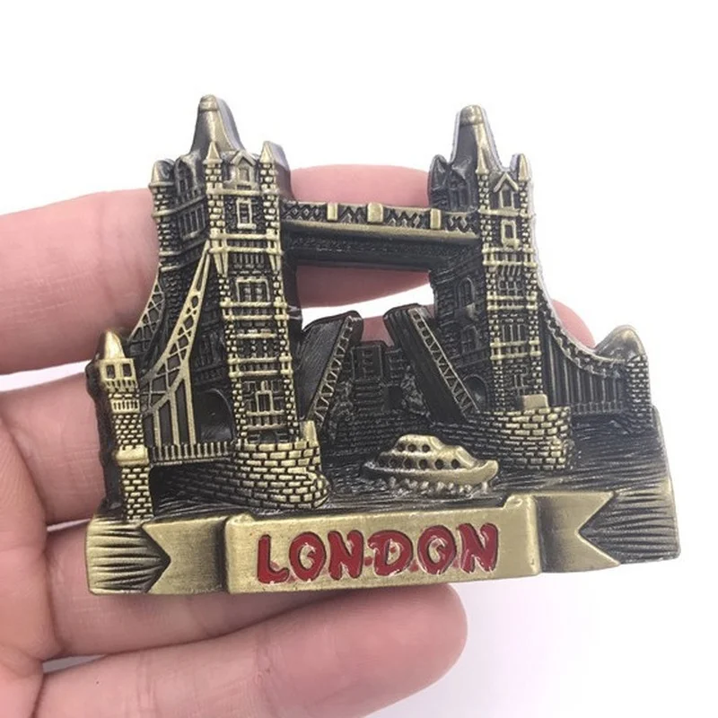 Metallic Fridge Magnets of Various Countries\'s Famous Landmarks France UJerusalem Travelling Souvenirs Magnetic Stickers Metal