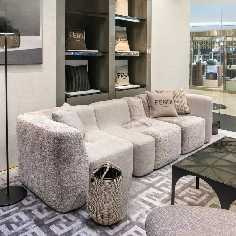 

Light replica module assembly creative design wind snow Neil circle velvet mix and match living room fabric sofa