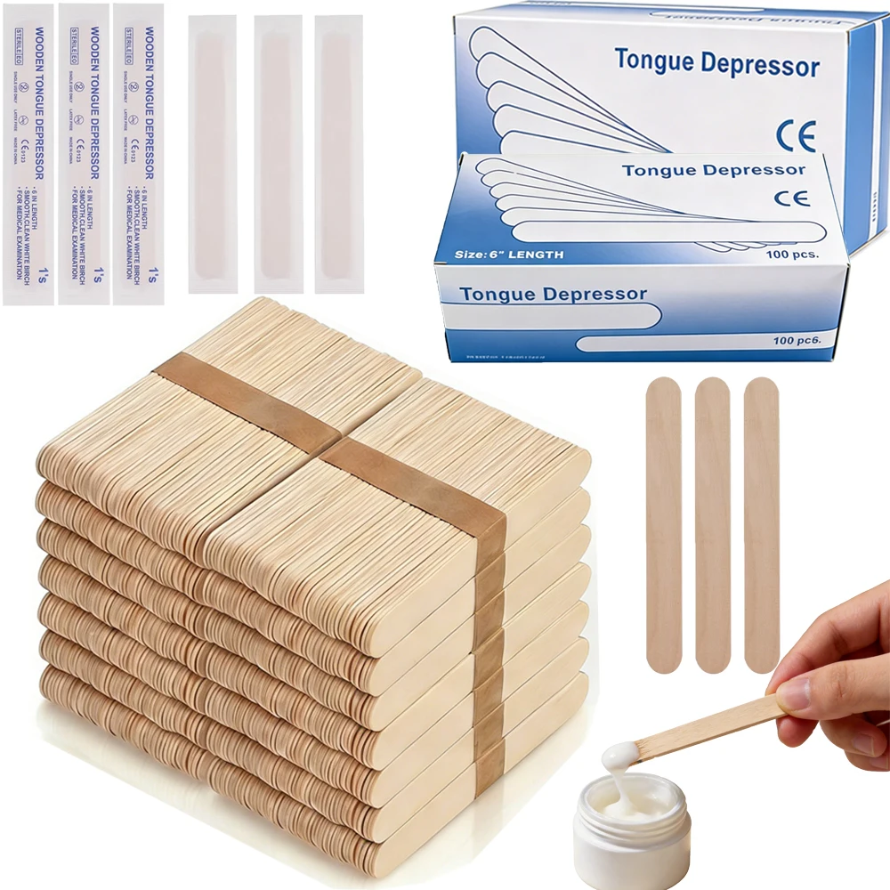 5/30/100PCS Disposable Tongue Depressor Waxing Stick Wooden Bamboo Body Hair Removal Tool Individually Packing Tattoo Accesories