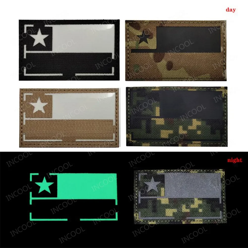 IR Reflective Chile Flag Patch Embroidered Chilean Flags PVC Rubber Tactical Decorative Hook Loop Badges For Clothing Jacket Cap