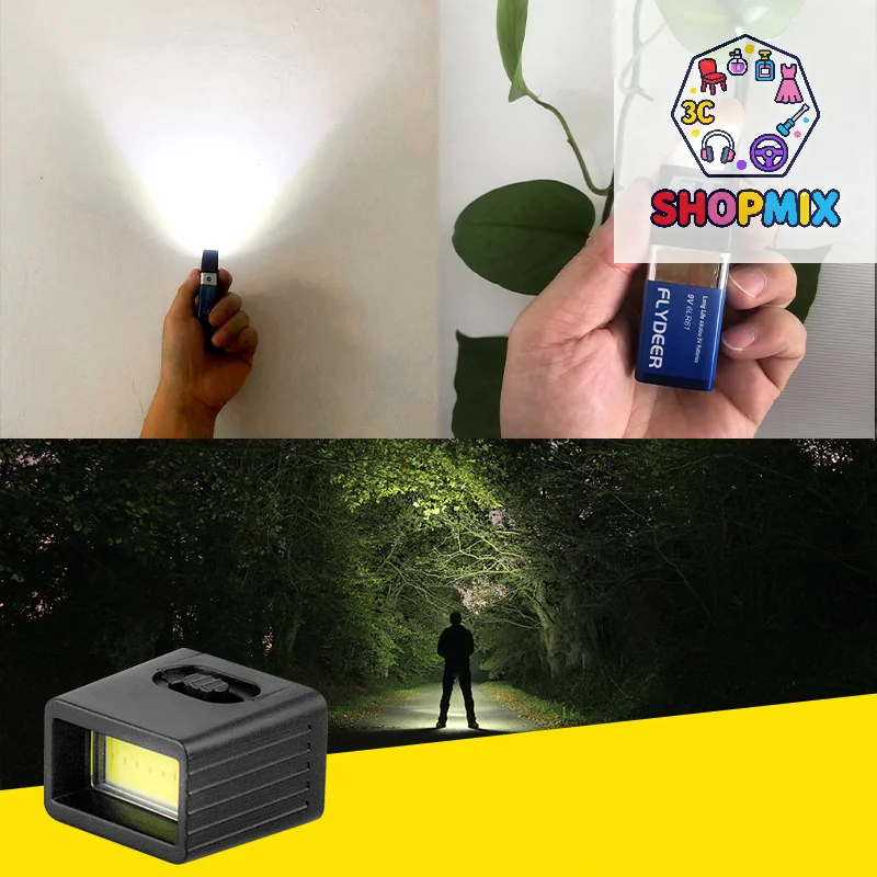 

Фонарик 9 В Мини-светодиодный ключевой светильник 6F22 Батарея COB Наружное освещение Рабочий свет Батарея в комплект не входит