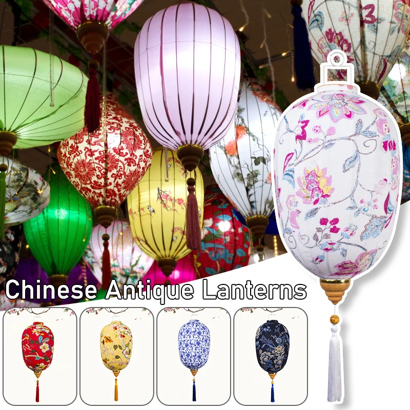 14/16in Waterproof Palace Lantern Chinese Silk Lantern Southeast Asian Style Vietnam Lantern Party Festival New Year Decor