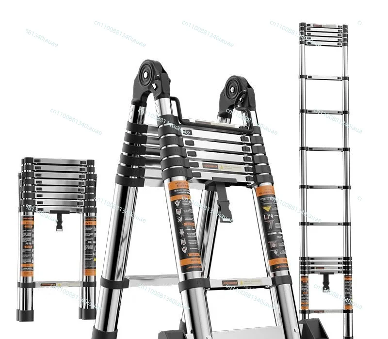 Thickened Stainless Steel Telescopic Ladder Multifunctional Household Stacked Ladder Bamboo Ladder Lifting