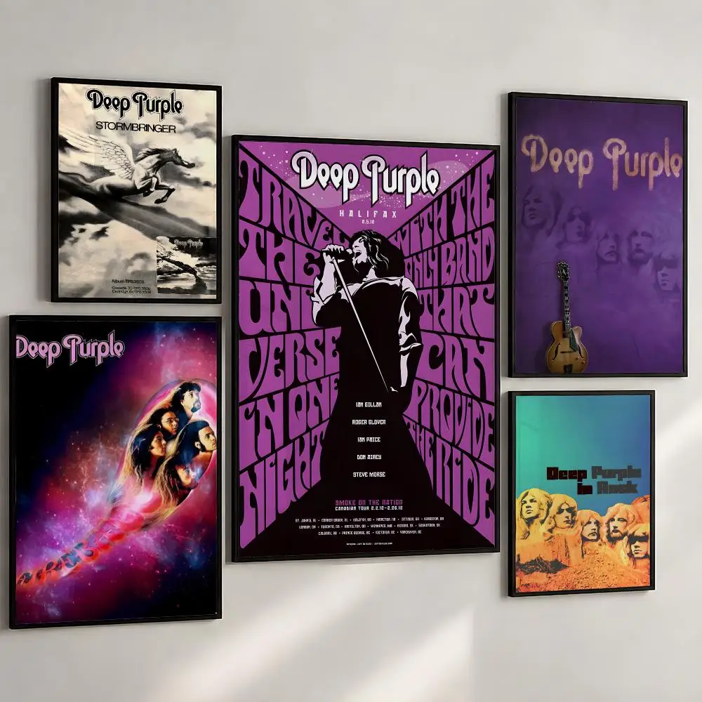 Music Deep Purple Classic Hard Rock Poster PP Wall Art Print Removable Water-Resistant Home Decor for Bedroom Apartment Gift