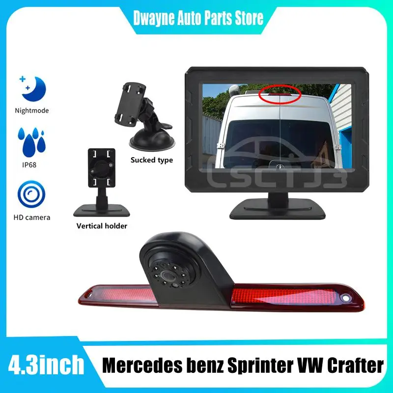 

4.3-inch Car CCD Reversing Rear View Camera IR Brake Light Night Vision Backup For Mercedes Benz Sprinter VW Crafter