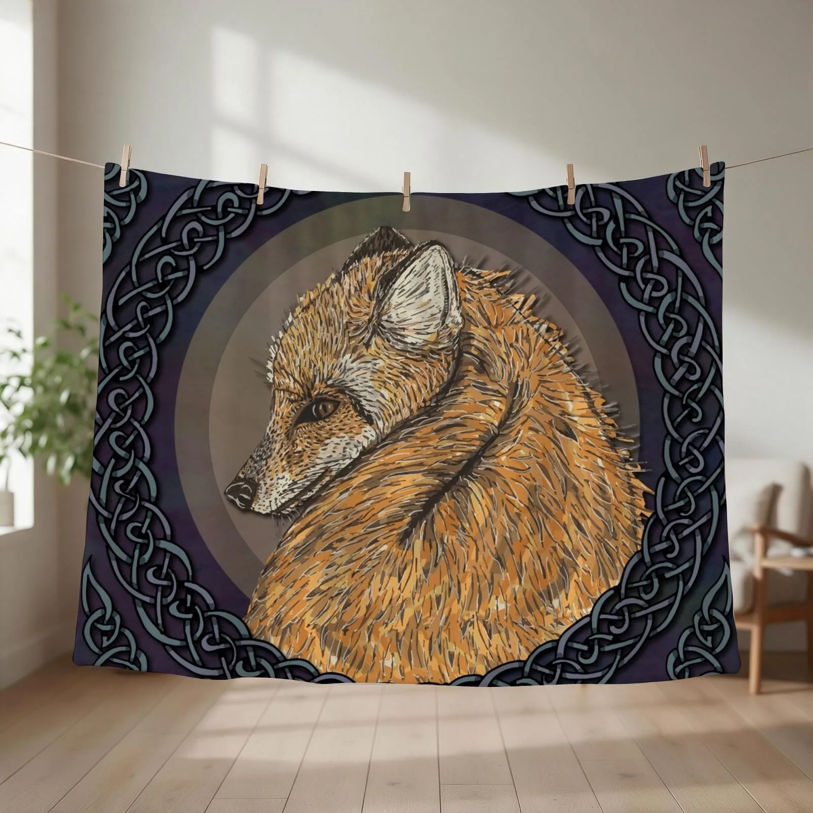 Celtic Fox Throw Blanket heavy to sleep funny gift sofa bed Camping Blankets