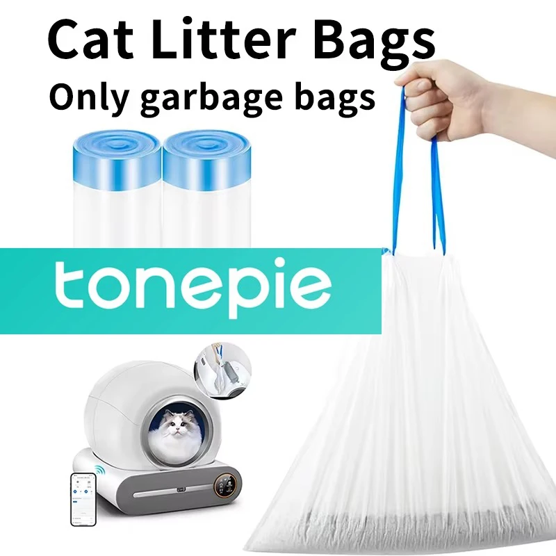 Tonepie Ti Pro Cat Litter Bags for Self Cleaning Cat Litter Box Portable 2 Rollers 30pcs Hand-held Home Accessories Pet Supplies