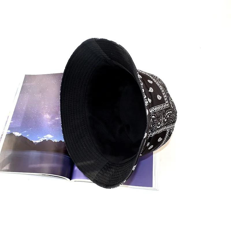 New Unisex Cotton Bucket Hat Men Women Cashew Flowers Double-Sided Sun Cap Summer Panama Fashion Fold Sun Fishing Fisherman Hats