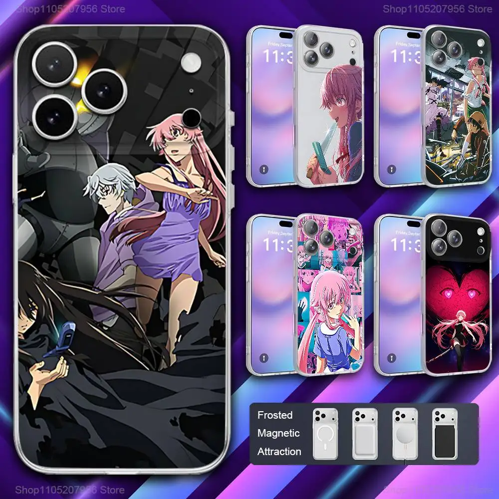 

M-Mirai Anime Gasai Yuno Phone Case For iPhone 11,12,15,14,13,17,16,Pro,Plus,E,Max,Air,Mini Magnetic Frosted Cover