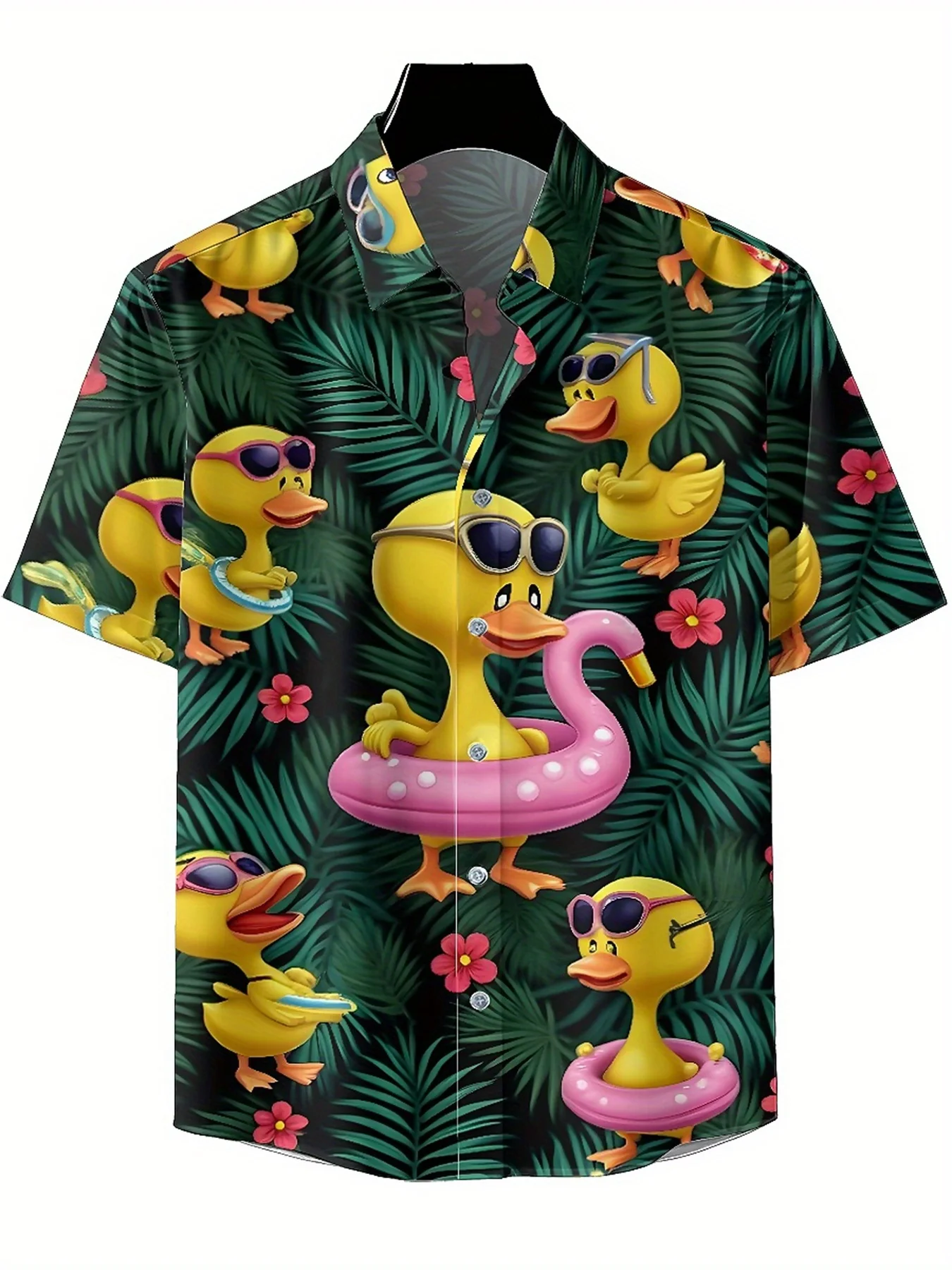 Men's Plus Size Hawaiian Shirts Tropical Ducks pattern, Unisex Aloha Shirts,New in Summer Tops Tee,streetwear