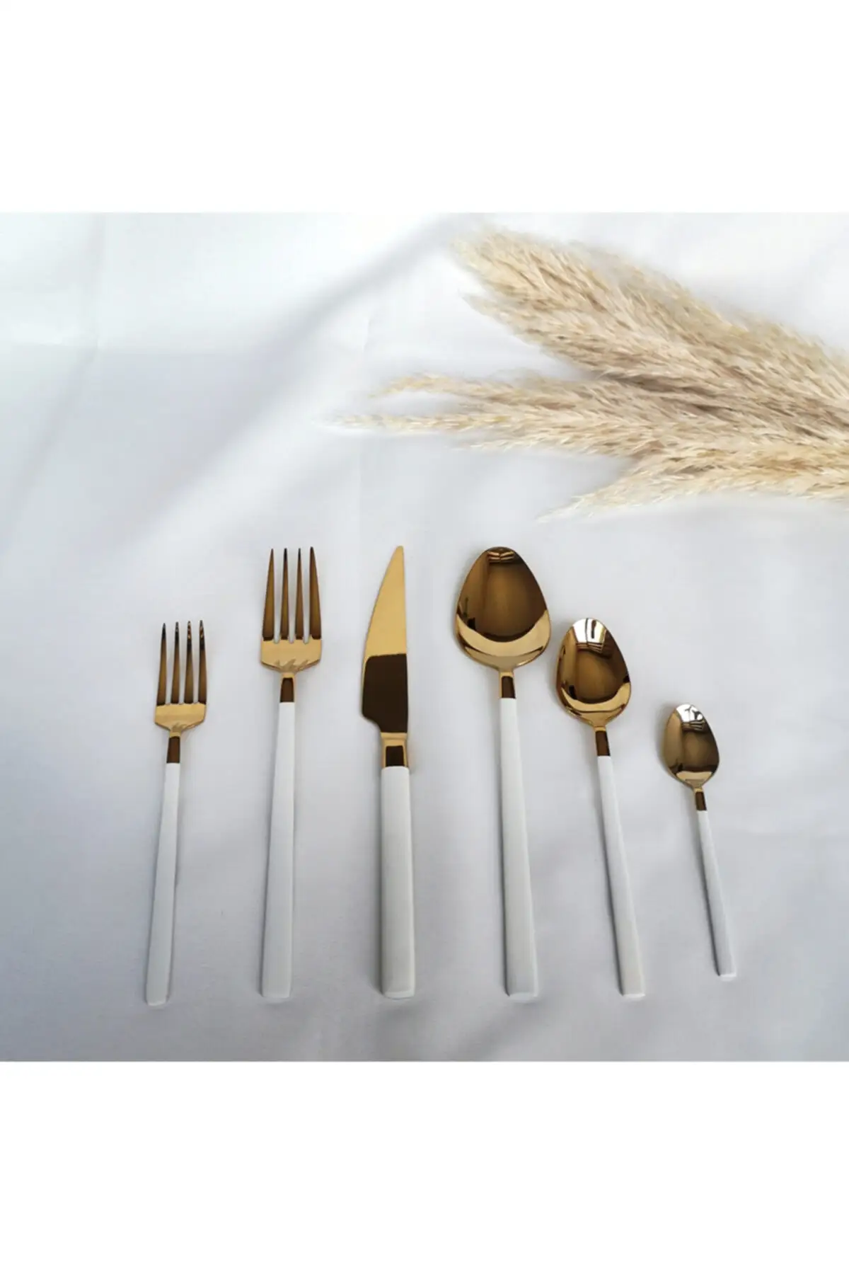 Boxed White Gold Fork Spoon Knife Dowry Set 72 Piece