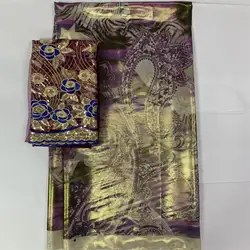 Latest Arrival Fashion High Quality African Metal Silk Fabric 5+2 Yards African Silk Fabric For Ladies Party Clothing.L10.7