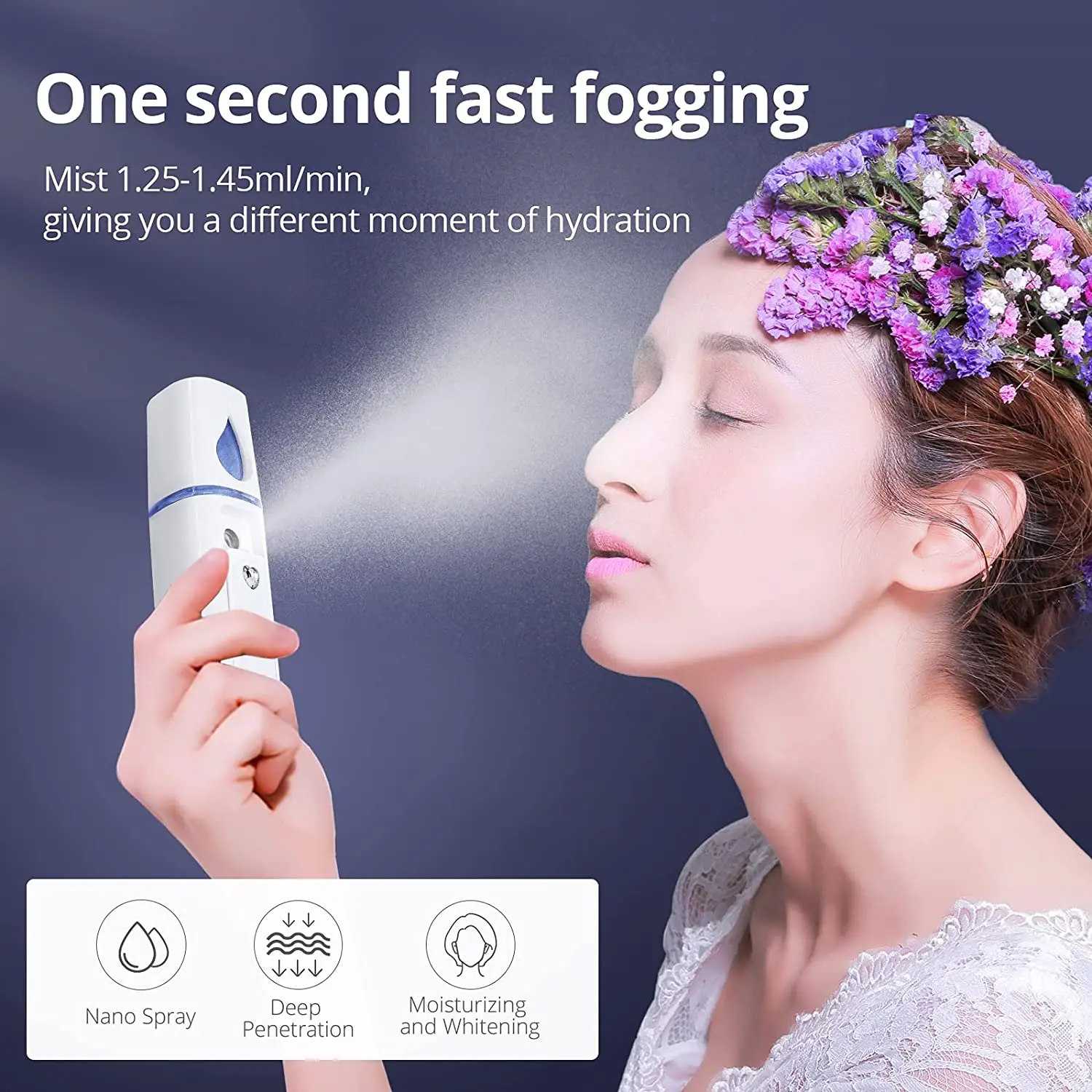 Draagbare Nano Facial Mister Mini Facial Steamer Atomization Wimper Extensions Met Spiegel Wit