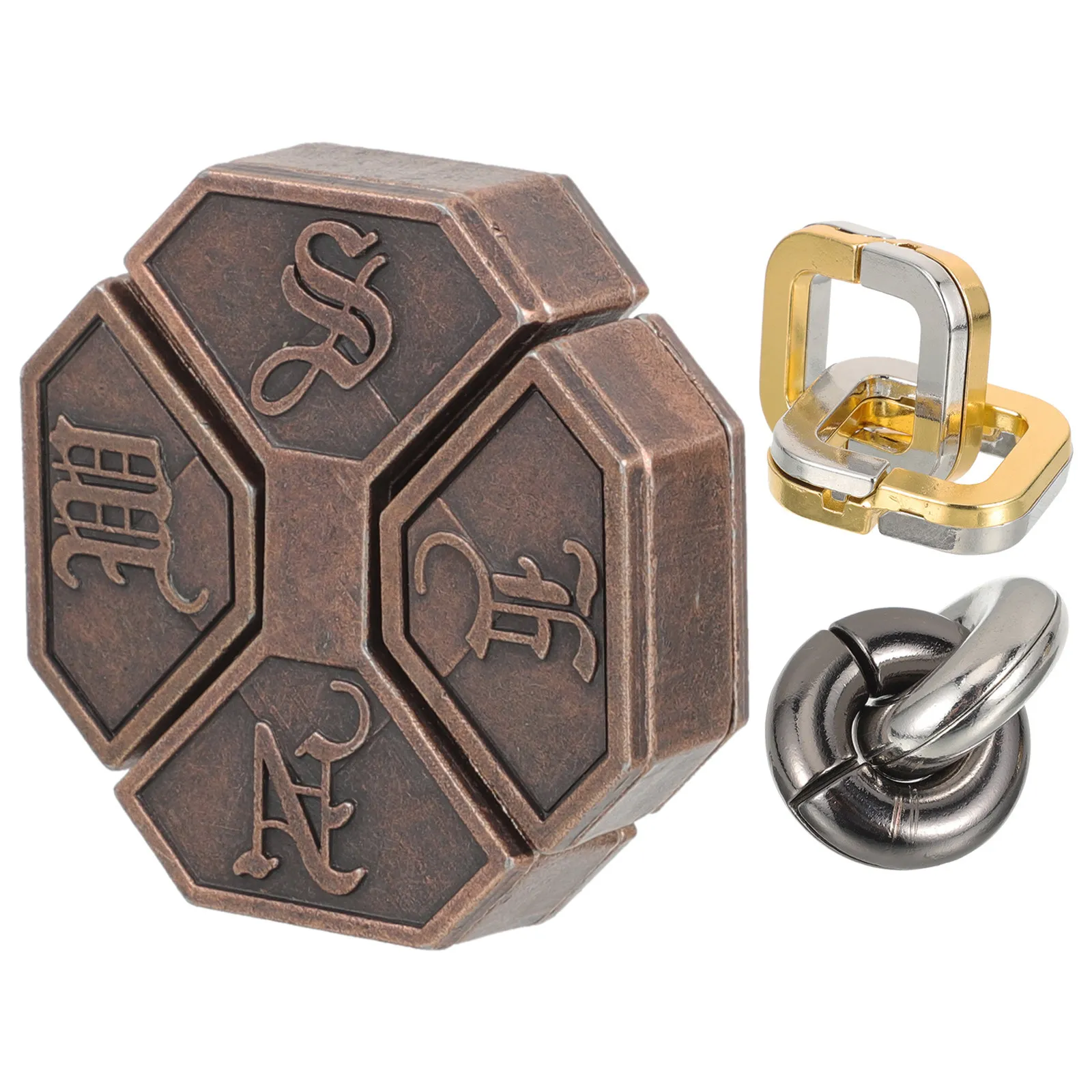 

3Pcs Kongming Lock Metal Puzzle Brain Teasers Sturdy Alloy Elders Hand Coordination Sensory Activity Gifts for
