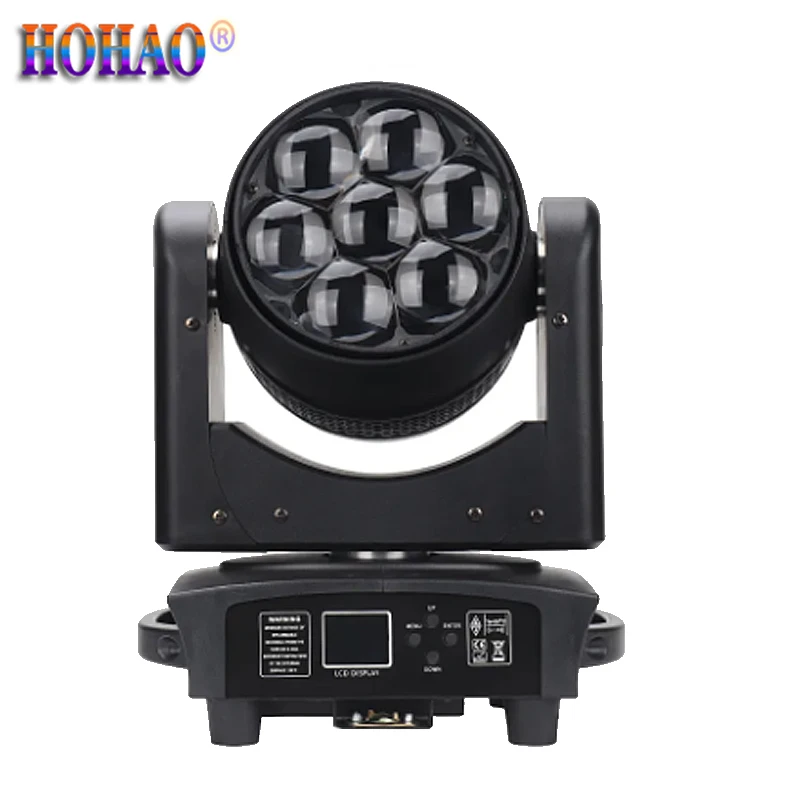 HOHAO 7x40w  Zoom Led Moving Head Washer Light CTO High Brightness RGBW 4IN1 Bee Eyes Dyeing Macro Function DJ Wedding Theatre