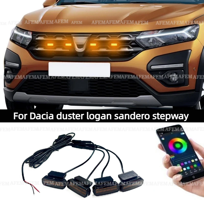 

LED Front Grille Light For Dacia duster logan sandero stepway Car Daytime Running Light Wheel Eyebrow Lamp 12V