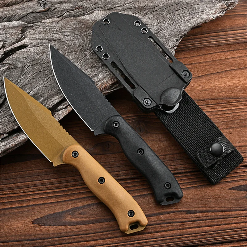 Outdoor knife wilderness survival k scabbard straight knife, self-defense outdoor portable meat knife camping fishing sharp frui