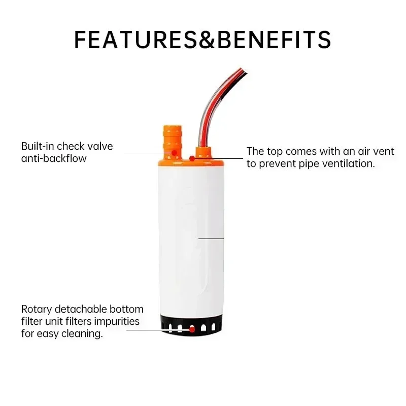 12V 21L/min RV Dompelpomp Micro Waterpomp Watertank DC Draagbare Auto Gemonteerde Kleine Dompelpomp