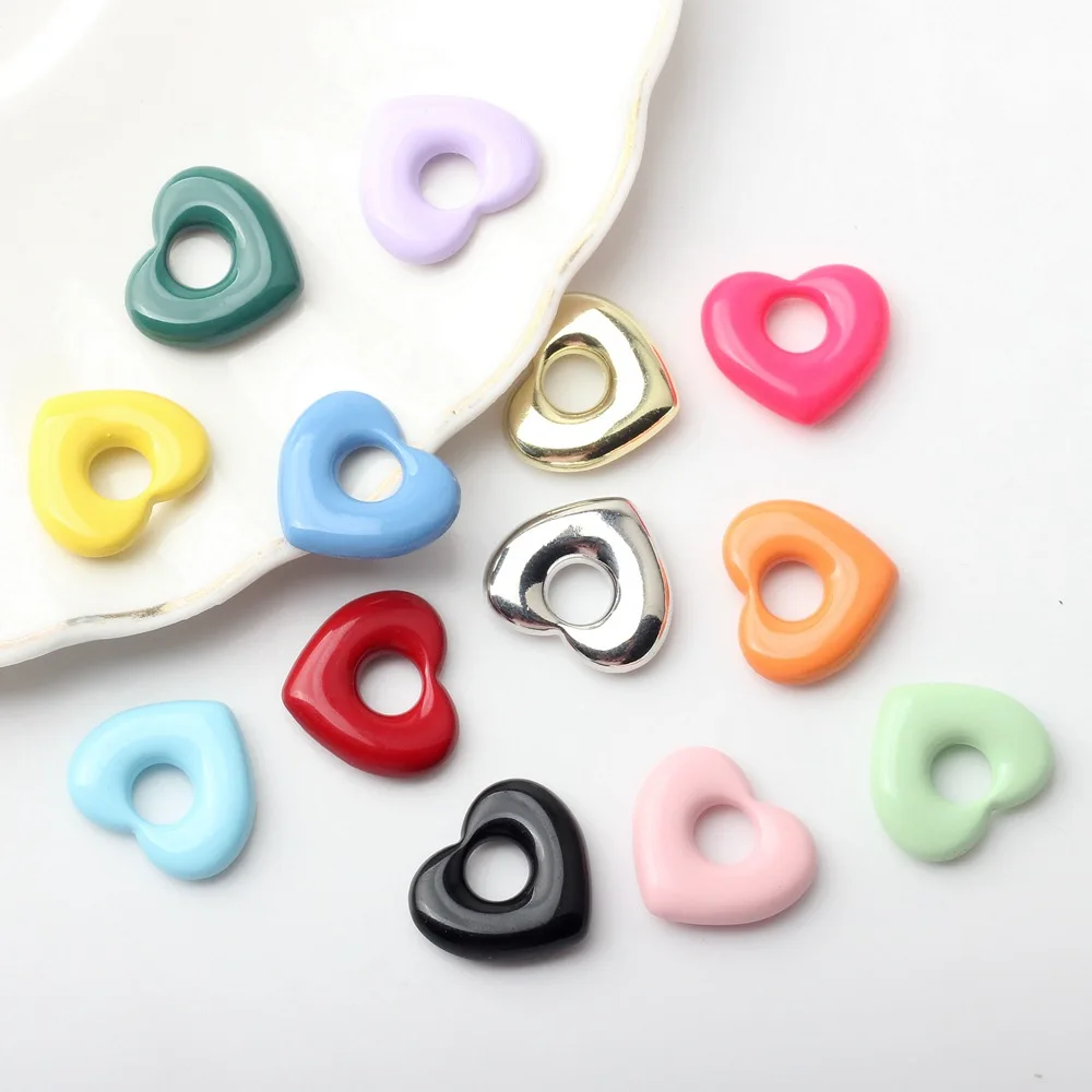 

10pcs Alloy Charms Hollow Out Heart Shape Pendant For Earring Necklace Jewelry Making DIY Handmade Ornaments Candy Color Gifts