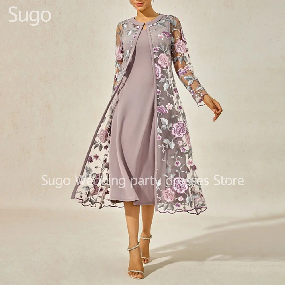 

Customized 2 Pieces Elegant Mother of the Bride Dresses with Jacket Lace A-Line Evening Gala Wedding Guest Groom Dress 2026