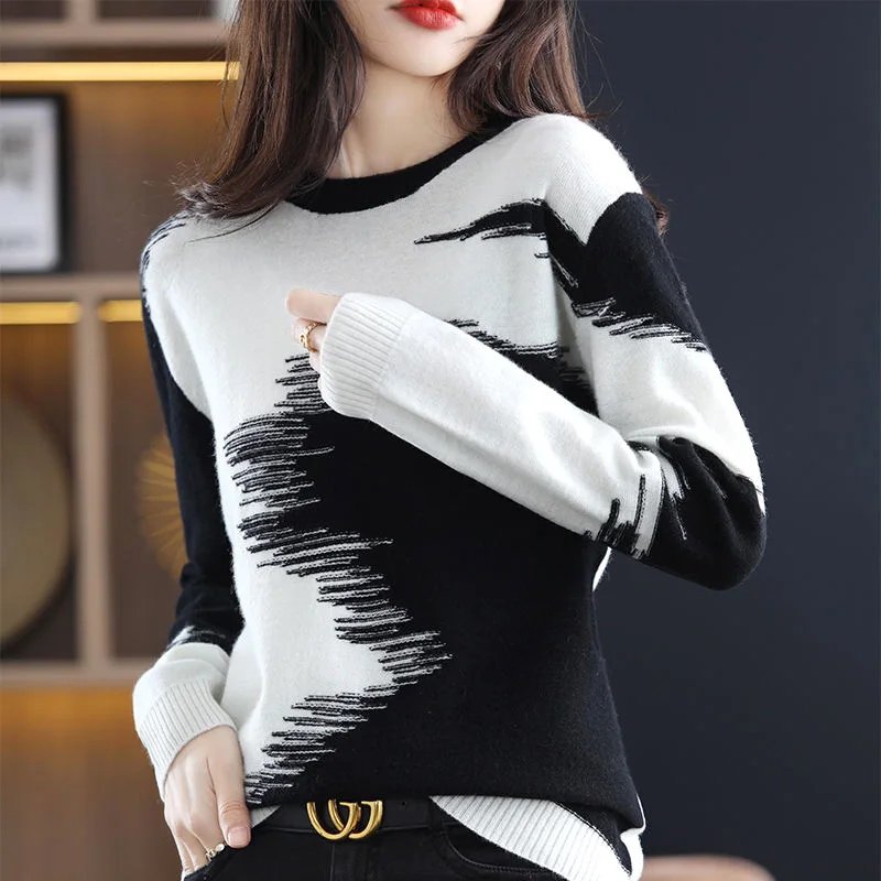 

Fashion Lady T-shirts 2023 Elegant Spring Summer New O-neck Patchwork Color Slim Tops Korean Trend Comfortable Women's Clothing