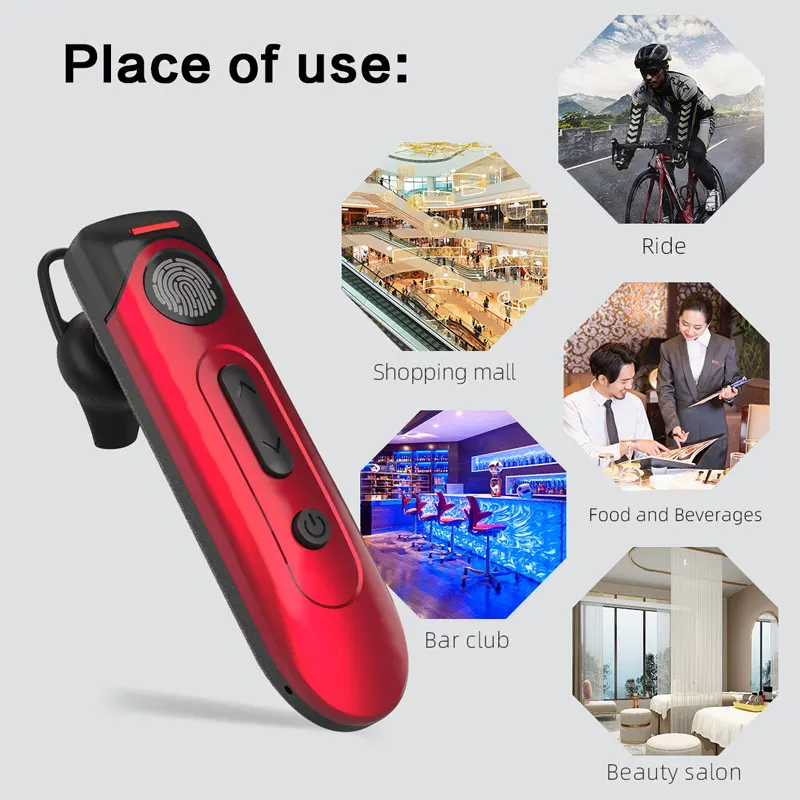 Mini BT Intercom Headset Wireless Interphone Earphone VOX Two Way Radio Hands Free Blue Tooth Walkie Talkie V39