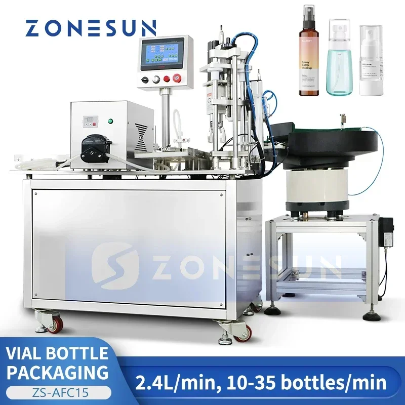 ZONESUN ZS-AFC15 Automatic Peristaltic Pump Liquid Filling Capping Machine for Essential Oil Spray Vial Bottle Packaging Line