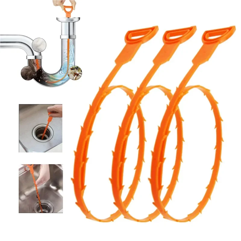 3Pcs Drain Cleaner Set Household Kitchen & Bathroom Clog Remover Hair Sewer Filter Snake for Unclogging Sinks