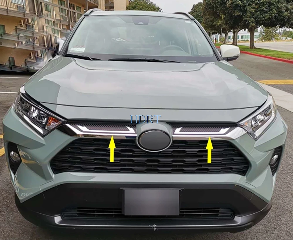 For Toyota Rav4 Rav 4 Limited/LE/XLE/Hybrid 2019 2020 2021 Front Upper Grille Grill Molding Trim Sticker Accessories Car Styling