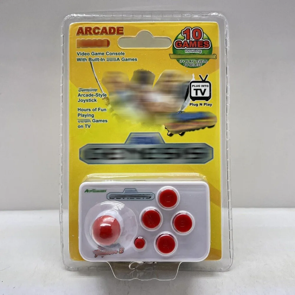 Mini Arcade Joystick With 10 Games For Sega Arcade Nano Consolas De Videojuegos AV Output TV Retro Gaming Console Keychain