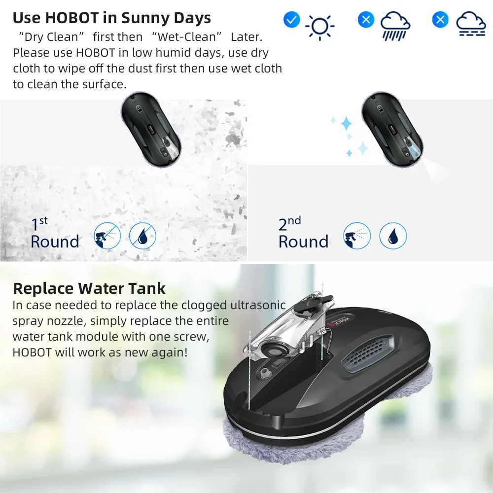 

Yinzam HOBOT 388 Smart Home Window Cleaning Robot, Featuring High-Sensitivity Edge Detection, Anti-Falling Control/APP Control