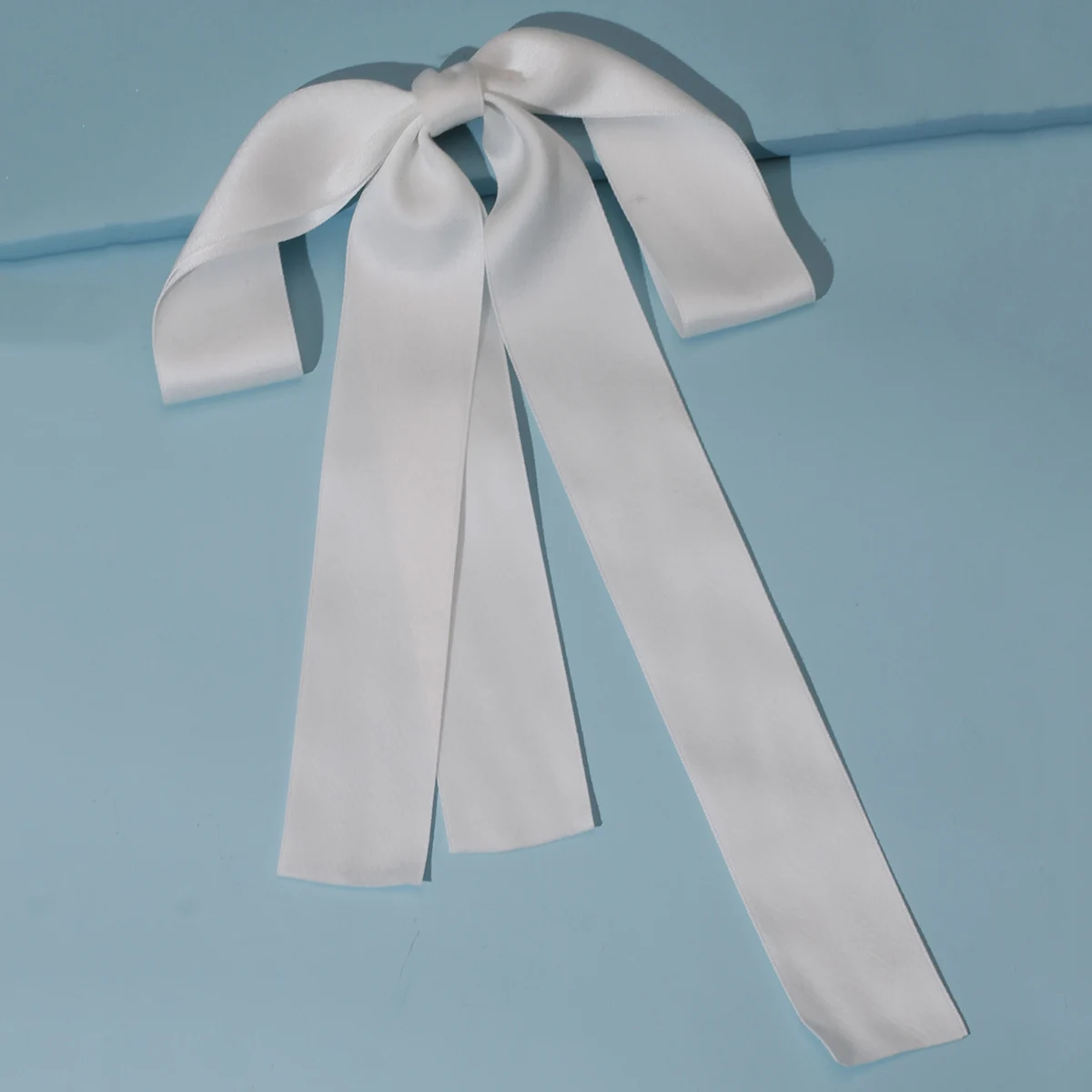 Lystrfac New Solid White Long Ribbon Hairpin for Women Back Head Bow Hair Clips Bridal Wedding Headdress Hair Accessories