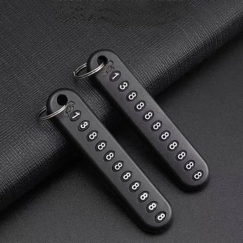 

6PCS Phone Number Plate Key Ring Vehicle Chain Anti-Lost Car Keychain Set Of Phone Number Keyring Car Interior Accessories