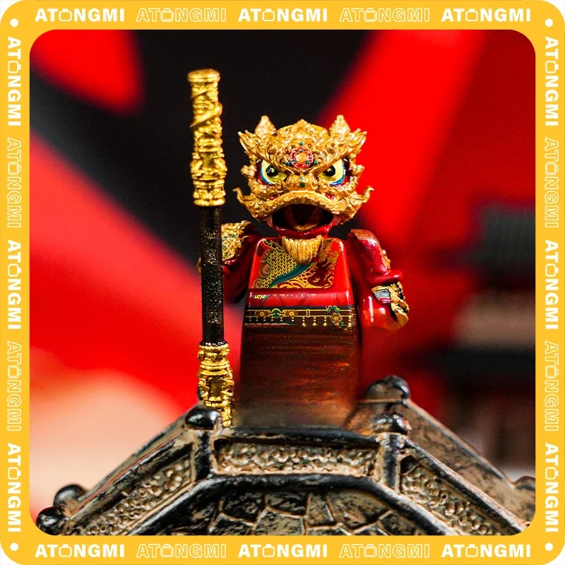 

MOC Black Myth WuKong Строительные блоки Цвет Золотой Красный Лев Танец Детская головоломка Модель-головоломка Аксессуары Подарочная коллекция