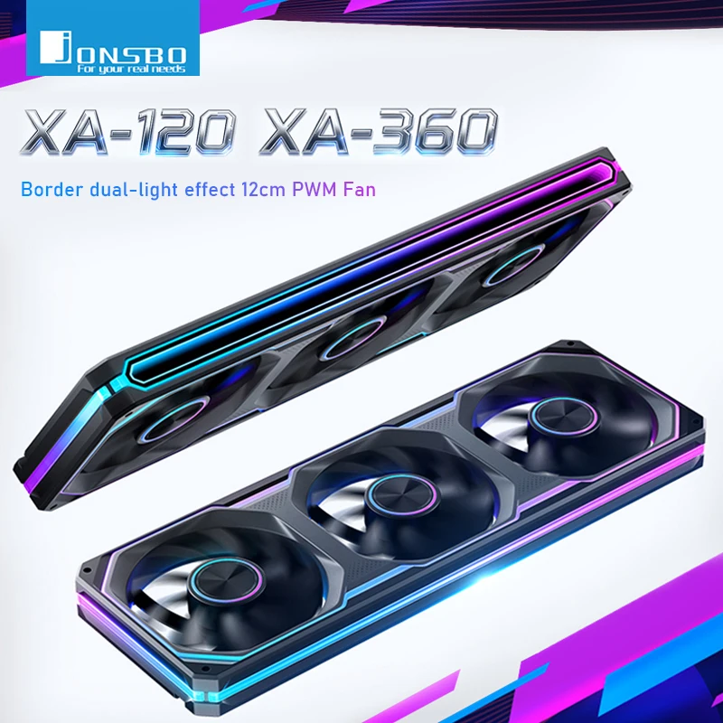 Jonsbo XA-120/240/360 Computer Case Fan 5V ARGB 120mm CPU Cooling Fan Three sided Mirror Integrated Water-Cooled Fan PWM Reverse