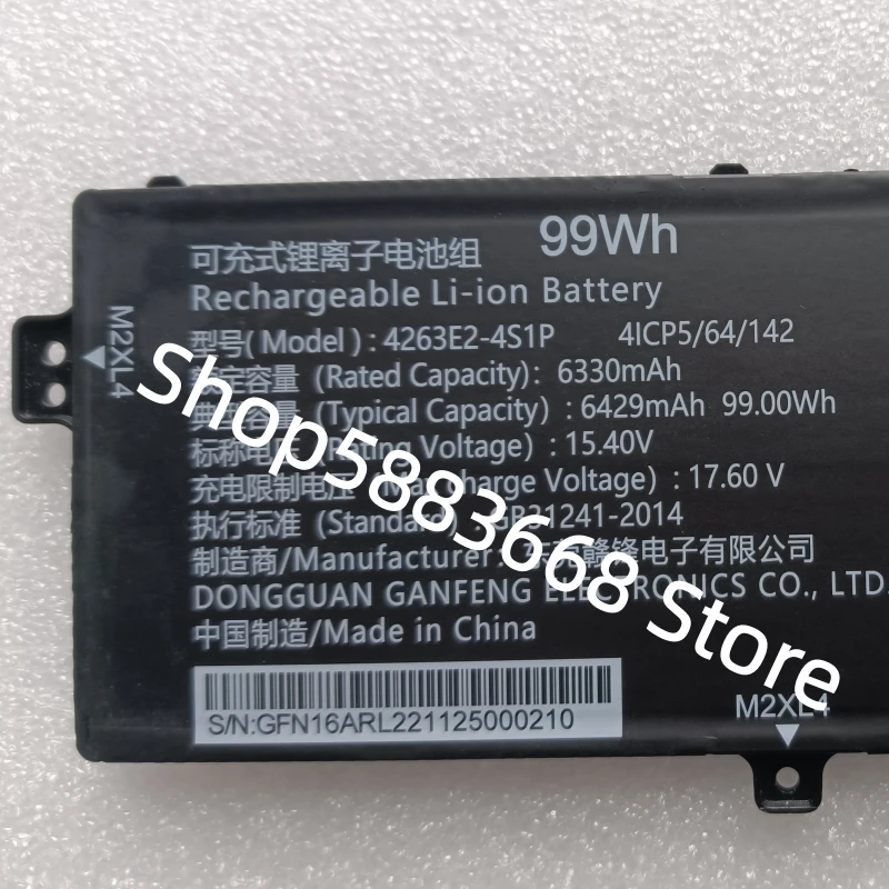 New 4263E2-4S1P 4ICP4/64/142 15.4V 99Wh 6429mAh Laptop Battery For Gigabyte AORUS 16 BKF Gaming BKF-73US654SH Notebook
