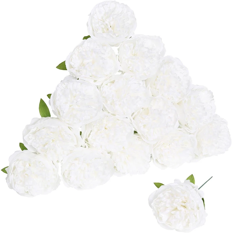 3/5/10 Stück 20 cm Pfingstrose Künstliche Blumenköpfe mit Stiel für Zuhause, Raumdekoration, Hochzeitsdekoration, DIY-Handwerk, Kranz, Geschenke, Zubehör – Detail 9
