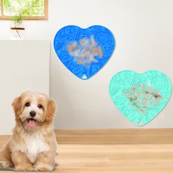 Heart Shaped Pet Placemat Silicone Dog Licking Pad Dog Slow Feeding Mat With Suction Cups Slow Feeder Cat Plate Mat For Anxiety