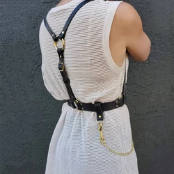 Women Trend Punk Belt With Chain Decoration Fashion Leather Cool Waist Belt Female Street Style Gothic Clothing Accessories