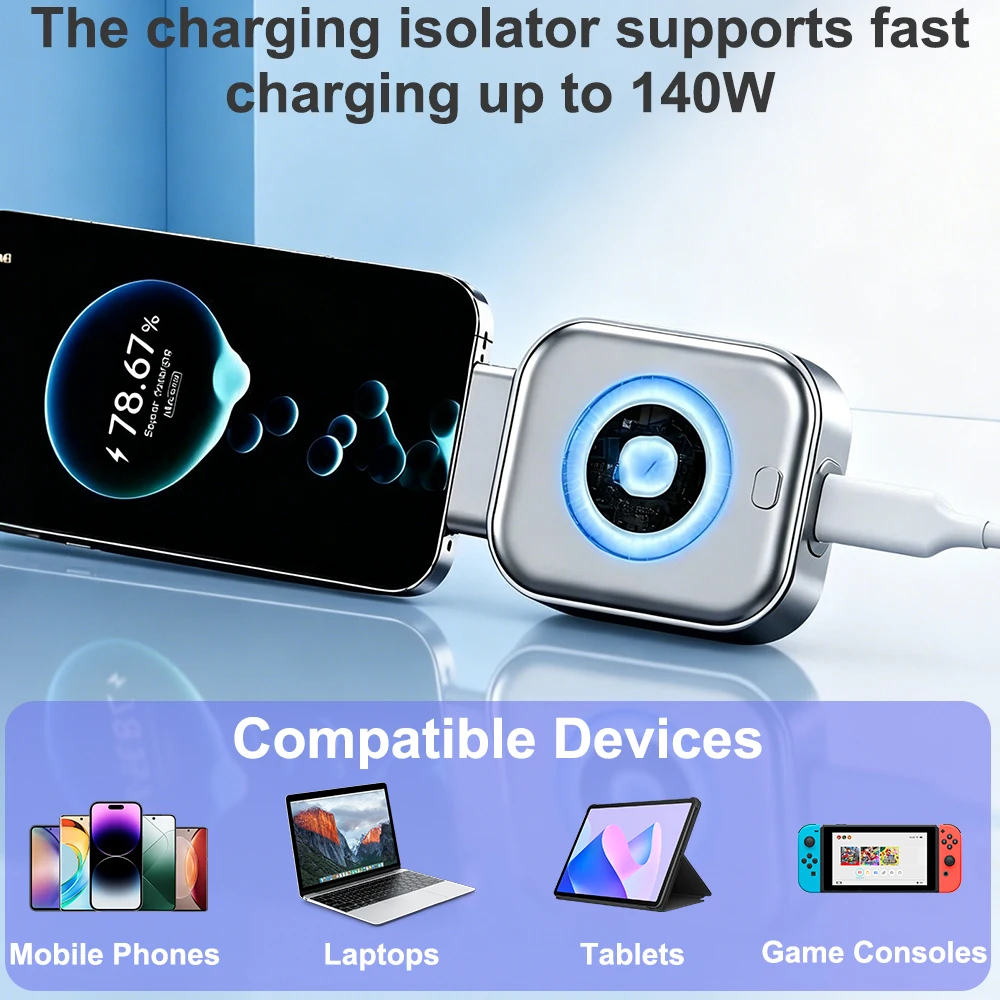 140W Smart Auto Stop Charging Adapter with Overcharge Protection