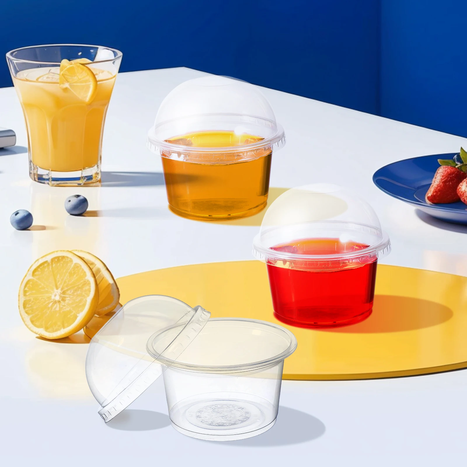 

50pcs Disposable Pudding Cups Plastic Dessert Containers 250ml with High Lid for Ice Cream Cake Jelly Commercial Use